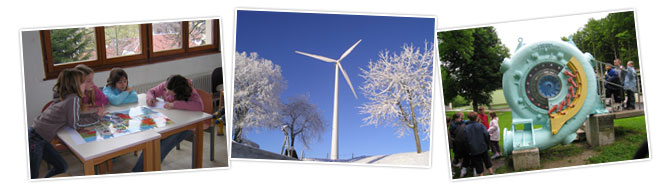 Atelier sur les sources et besoins énergétiques au quotidien, visite d'un parc éolien, visite d'une centrale hydro-électrique et sensibilisation aux énergies renouvelables